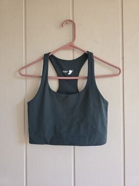 Fundamental Performance Racerback Crop Tank - Sports Bra  Size Small Green Teal